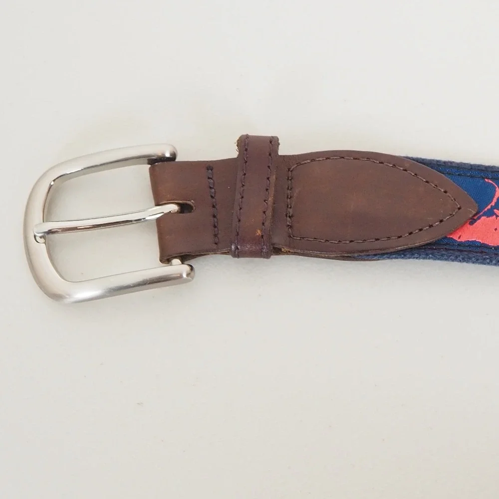 The Belted Cow Nantucket‎ Island Ribbon Club Belt Men's Sz 42 Canvas Preppy Golf
